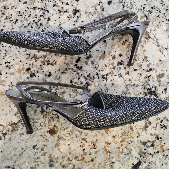 Vintage Yves Saint Laurent Metallic Mesh Heels - Picture 4 of 9